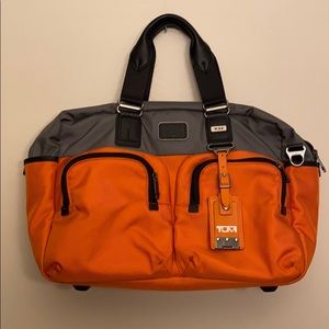 Tumi Orange & Grey canvas duffle